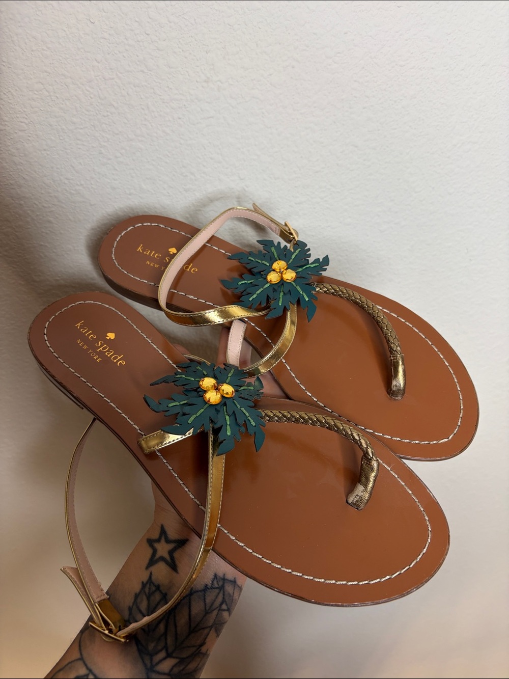 Kate Spade | Women’s Solana Palm Tree Sandals Size 10 - Picture 2 of 6